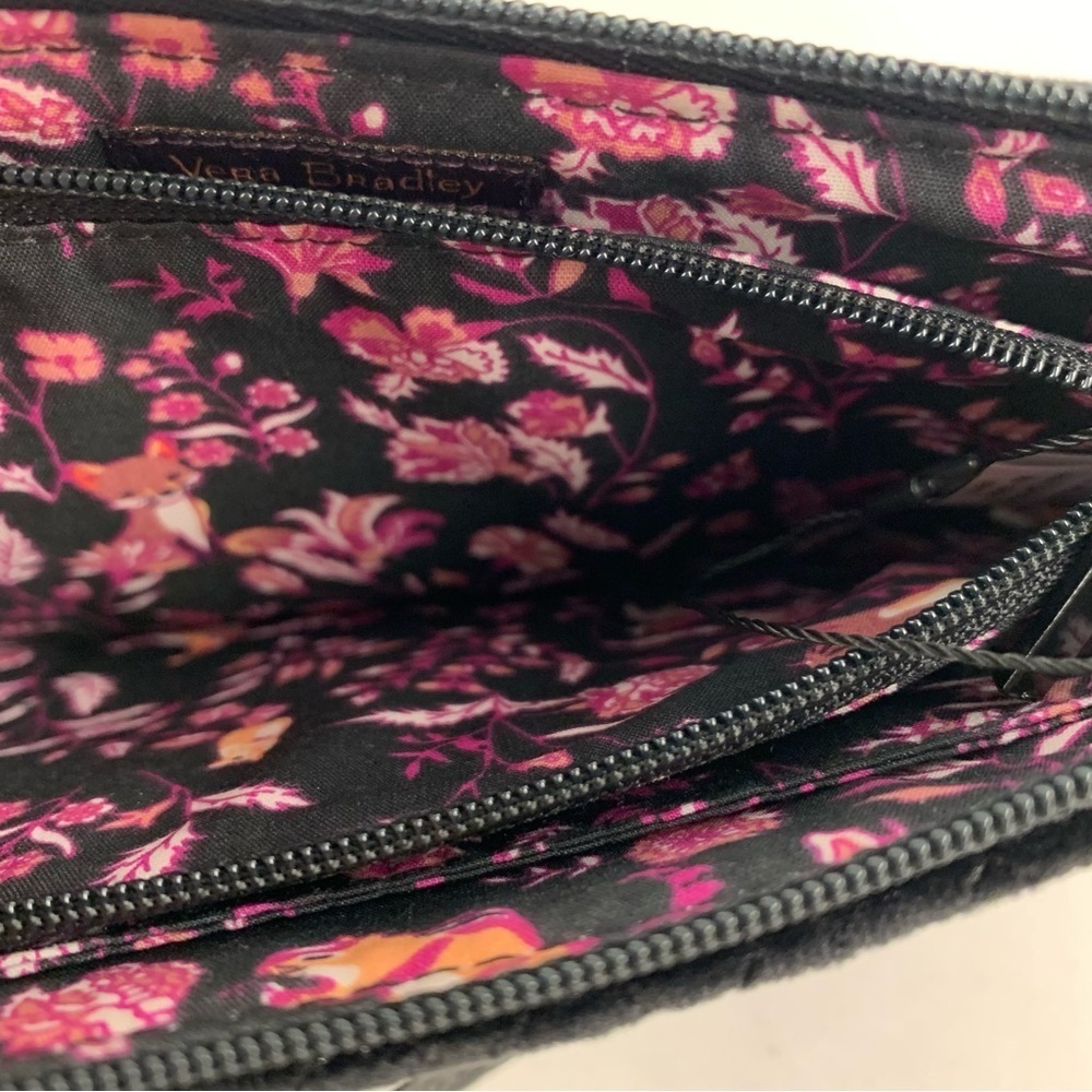 NWOT Vera Bradley Black Velvet Quilted Clutch Wallet Purse Floral Animal Lining - Picture 8 of 9